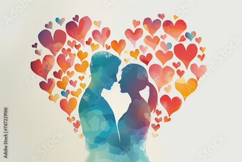 Colorful Couple in Universe of Love