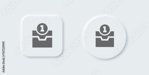 Direct message solid icon in neomorphic design style. Inbox signs vector illustration.