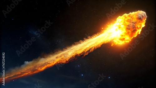 Flaming Meteor with Glowing Tail