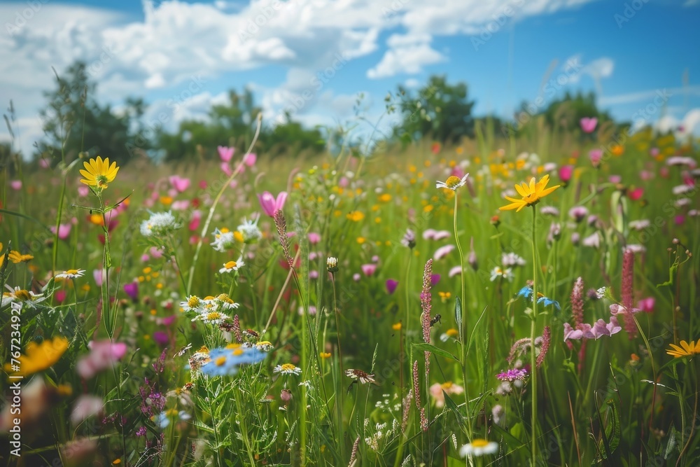 Spring Euphoria: Vibrant Meadow Full of Diverse Flowers