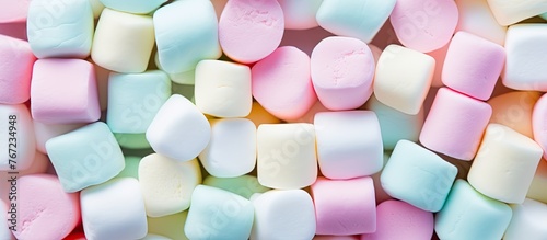 Colorful marshmallows in a close-up view