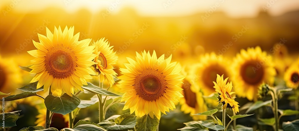 Fototapeta premium Sunflowers in a sunny field