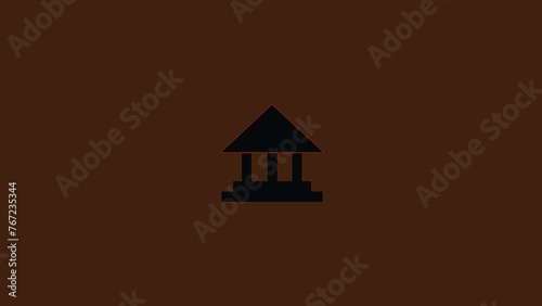 Bank  Icon, Red Flat Style Vector Illustration,museum, bank, university or governmental building. Vector icon. 