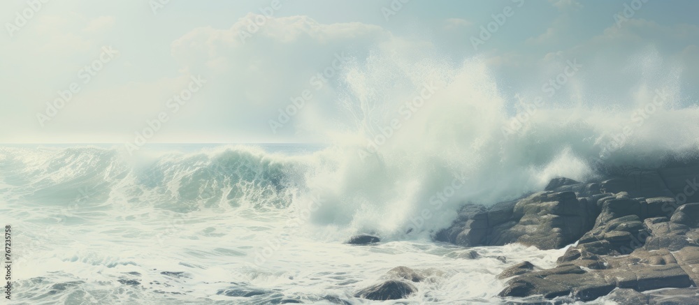Powerful waves crashing on rugged coast Powerful waves crashing on rugged coast