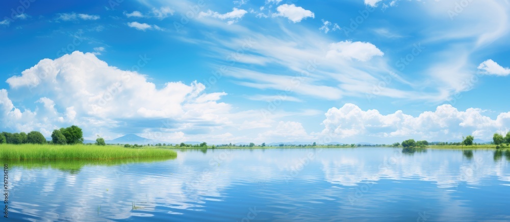 Fototapeta premium Lake with a few clouds in the sky