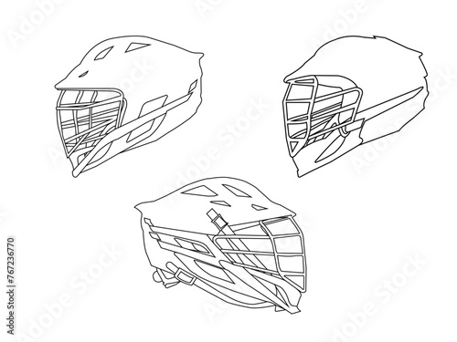 Lacrosse helmet outline icon vector .