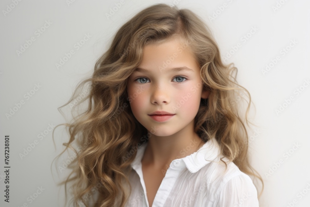 Portrait of a beautiful little girl with long blond curly hair. Portrait of a beautiful little girl with long blond curly hair.