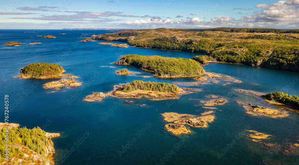 Rocky Shore on East Coast of Atlantic Ocean. Aerial Nature Background.