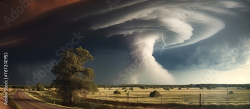 A large cloud hovers above a rural road