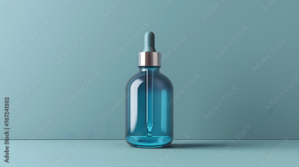 Elegant Blue Glass Dropper Bottle on a Shadow-Cast Surface