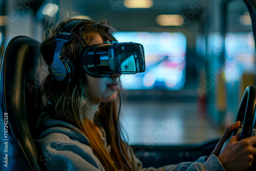 Virtual Reality Driving School: A Young Woman's Journey to Mastering the Road