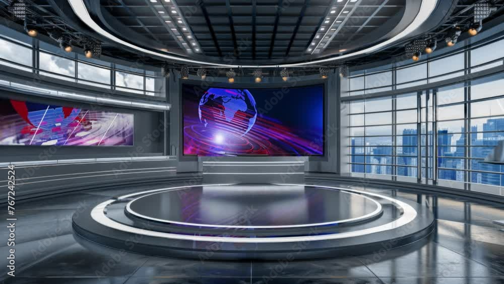 3D Virtual TV Studio News, Backdrop For TV Shows .TV On Wall.3D Virtual News Studio Background,3d illustration 3D Virtual TV Studio News, Backdrop For TV Shows .TV On Wall.3D Virtual News Studio Background,3d illustration