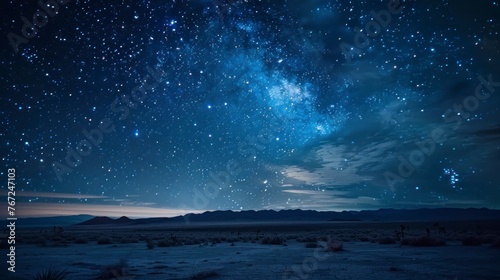 beautiful starry night in a desert with many stars