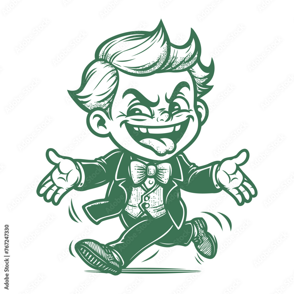 funny comic boy vector illustration. isolated on white background.