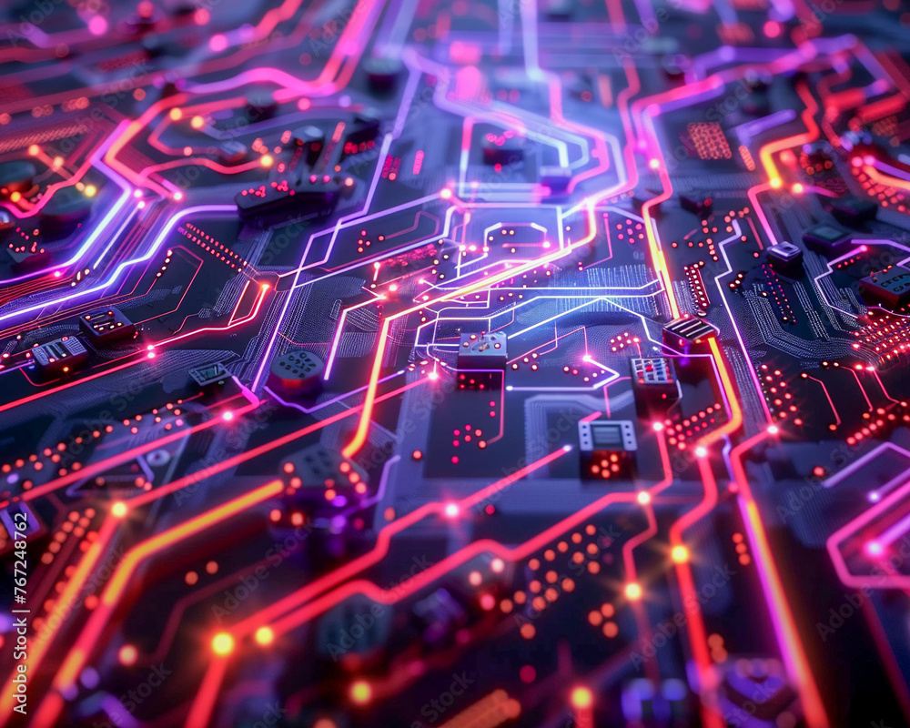 Examine the complex network of pathways that power an AI mainboard dashboard Examine the complex network of pathways that power an AI mainboard dashboard