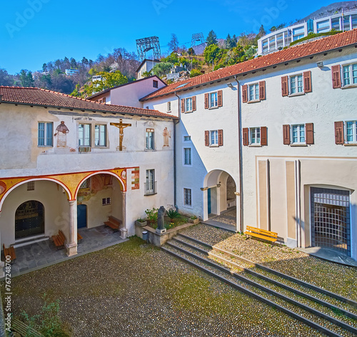 The courtyard of Madonna del Sasso Sanctuary, Orselina, Switzerland photo