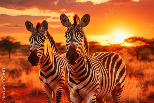 African zebras showcasing unique striped patterns in their natural wilderness habitat