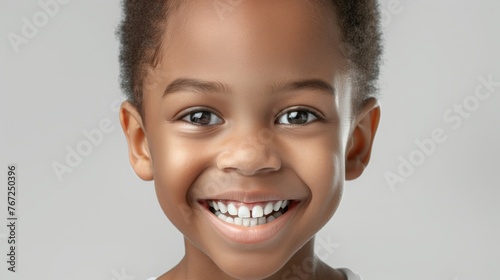 Healthy teeth, dentistry dental care positive people concept. The smile of an African American eleme