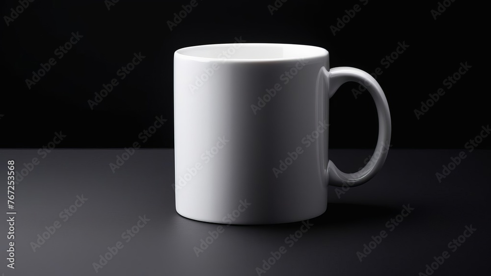 Obraz premium white mug on a black background