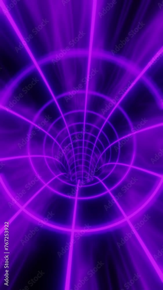 Purple color animation loop with glowing lights. Interdimensional tunnel background 3d Purple color animation loop with glowing lights. Interdimensional tunnel background 3d