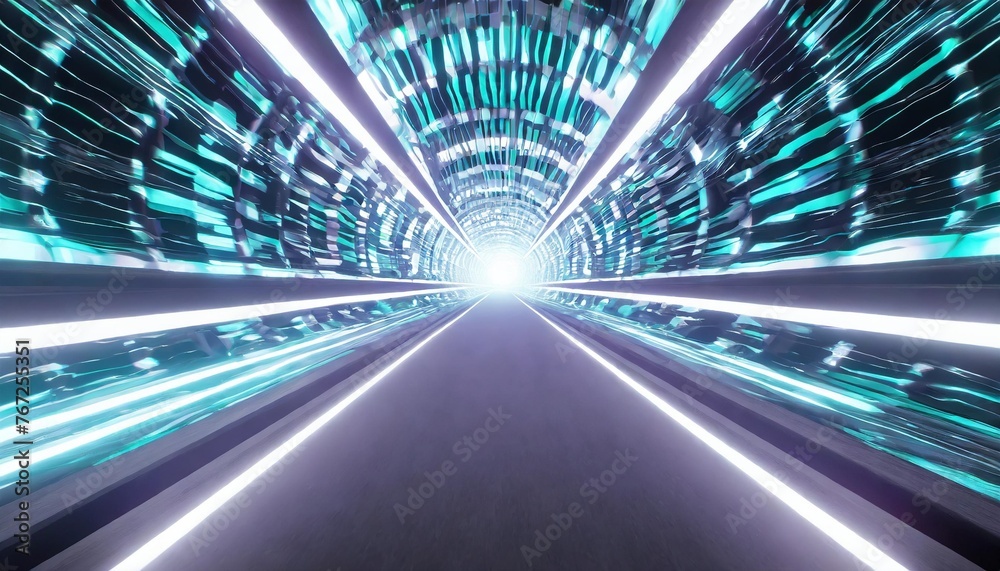 Fototapeta premium abstract futuristic speed lights tunnel time warp traveling in space background 3d rendering