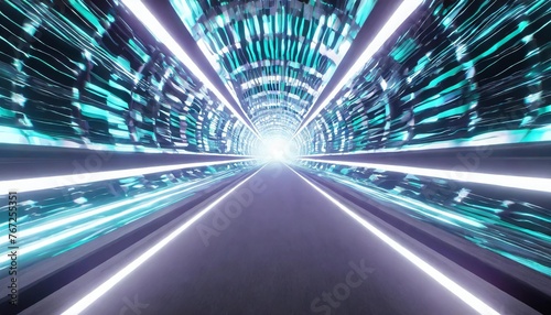 abstract futuristic speed lights tunnel time warp traveling in space background 3d rendering