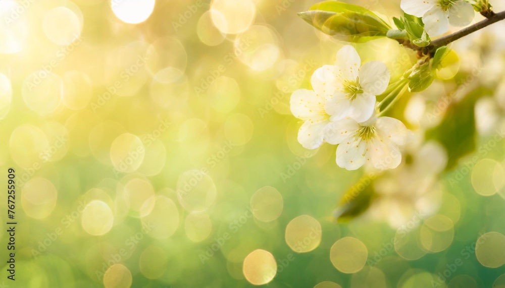spring background abstract banner green blurred bokeh lights with copy space spring background abstract banner green blurred bokeh lights with copy space