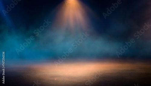 blue dark abstract light in night background setting empty scene with smog old black fog under spotlight textured smoke creating dramatic lantern space street concept bright effect on floor