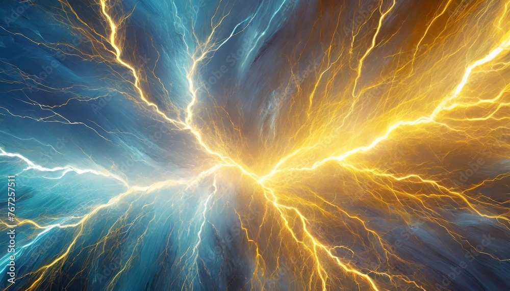 abstract energy and electrical background with blue lightning and plasma - obrazy, fototapety, plakaty 
