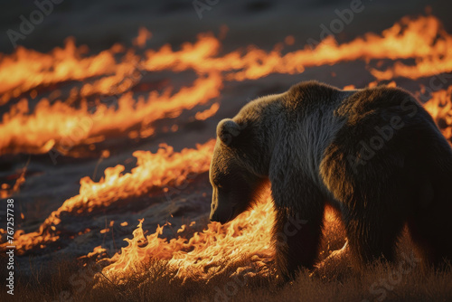 Bear's Standoff with the Onrushing Flames