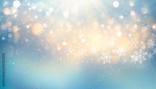 winter holiday background with snowflakes abstract blue blurred in motion light rays of light on blue christmas form