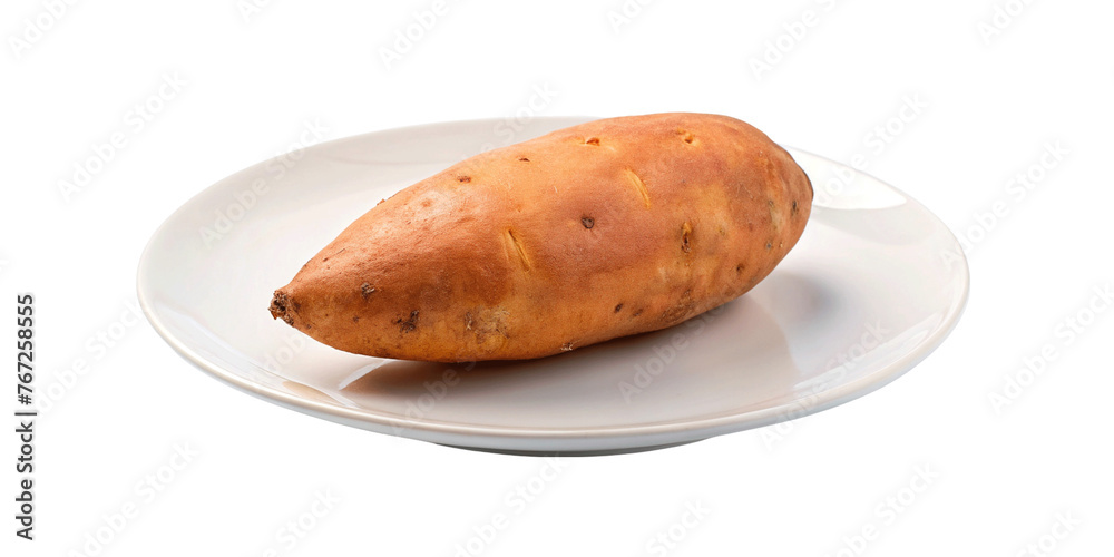 A fresh sweet potatoes on a plate isolated on Transparent background. A fresh sweet potatoes on a plate isolated on Transparent background.