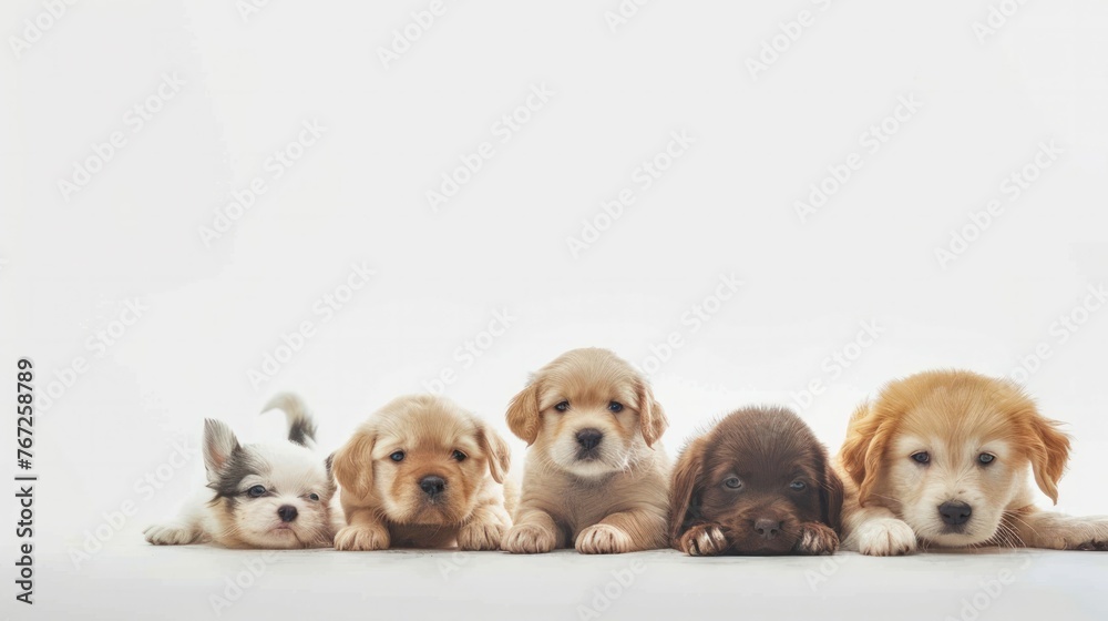 Group of cute pets on white background. Banner design Group of cute pets on white background. Banner design