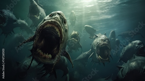Surreal ocean monster, powerful and aggressive predator.