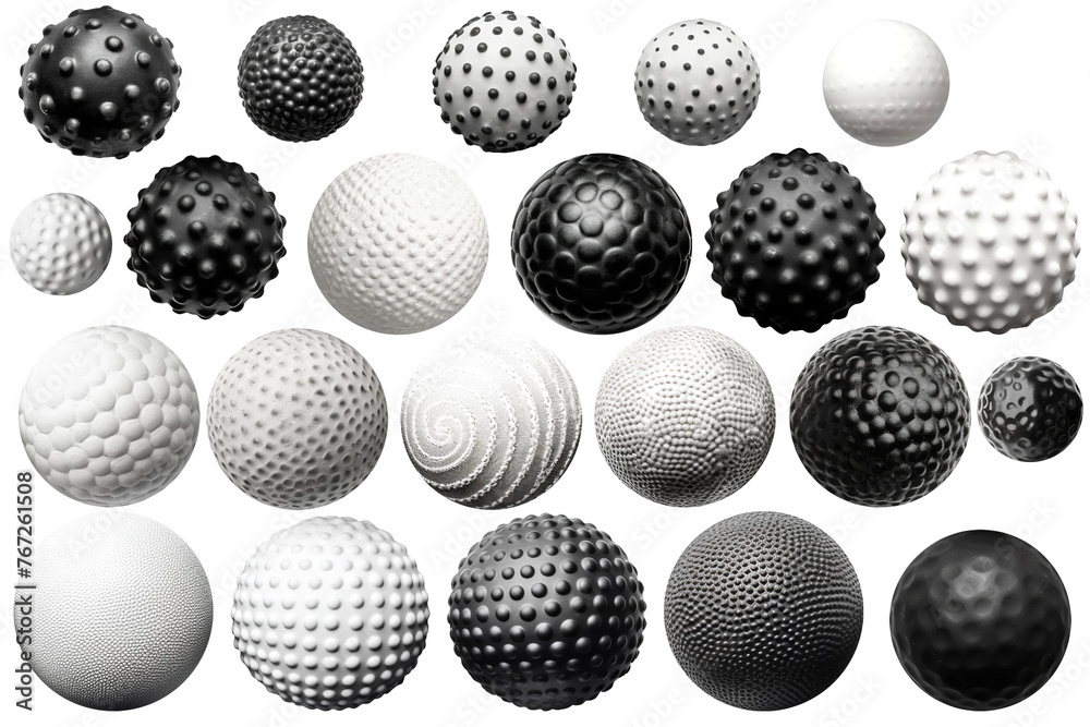 black and white textured spheres isolated on transparent backgrounds black and white textured spheres isolated on transparent backgrounds