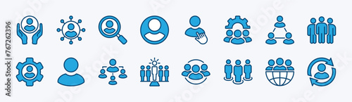 Set of human resource icon. Containing leadership, people, employee, manager, teamwork, partnership, recruitment, group, organisation, global connection business management. Vector illustration