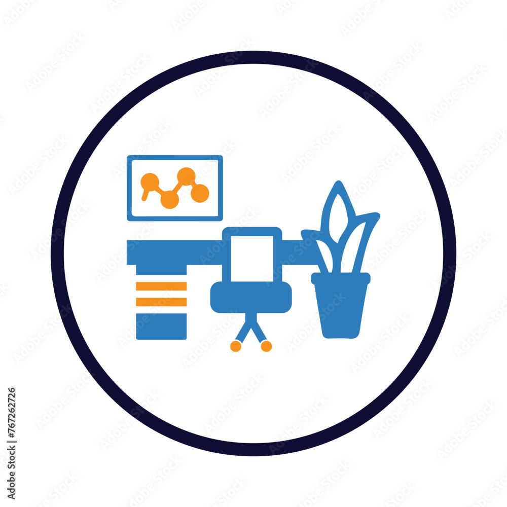 office, desk, table lamp, chair, table, computer, office desk icon office, desk, table lamp, chair, table, computer, office desk icon