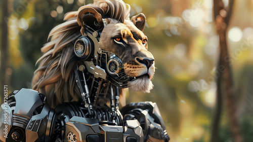 Majestic Mech: Robot with Lion-Like Visage Dominates the Scene photo