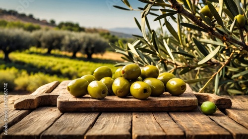 Sunlit Olive Orchard with Freshly Picked Olives