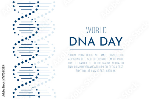 National DNA Day is April 25. Poster, banner with a picture of a DNA double helix and text. Flat vector illustration
