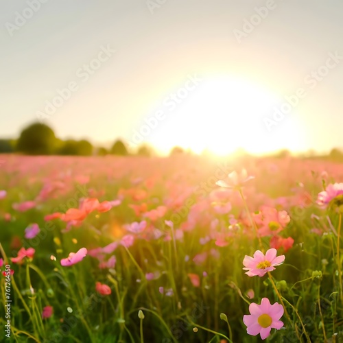 field of flowers, morning in the fields, sunset in the fields, nature, spring, flowers