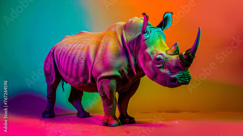 Rhinoceros illuminated with colorful lights © overrust