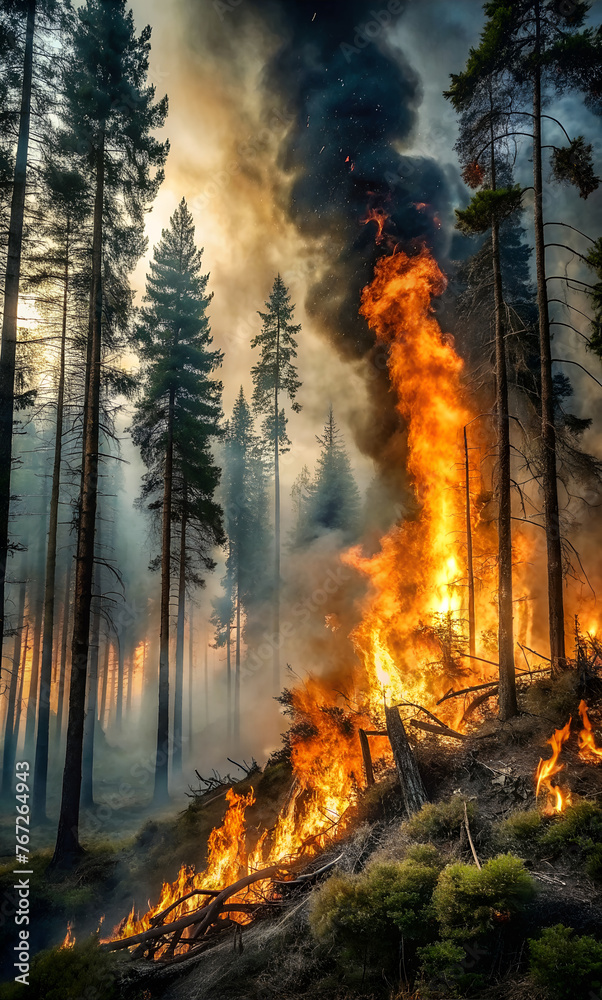 photography of forest fire
