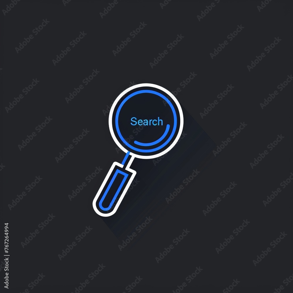 Magnifying glass, search icon, illustration. Flat design style,blue background Magnifying glass, search icon, illustration. Flat design style,blue background
