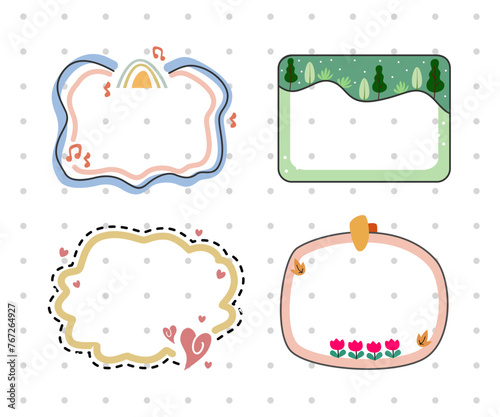 cute note and planner box doodle design collection set