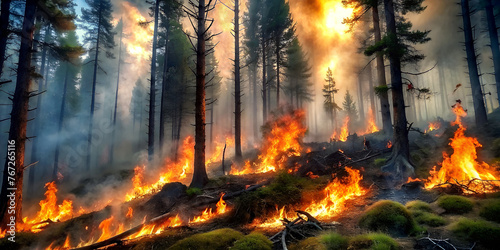 photography of forest fire