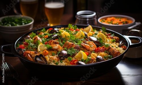 Seafood Paella With Beer