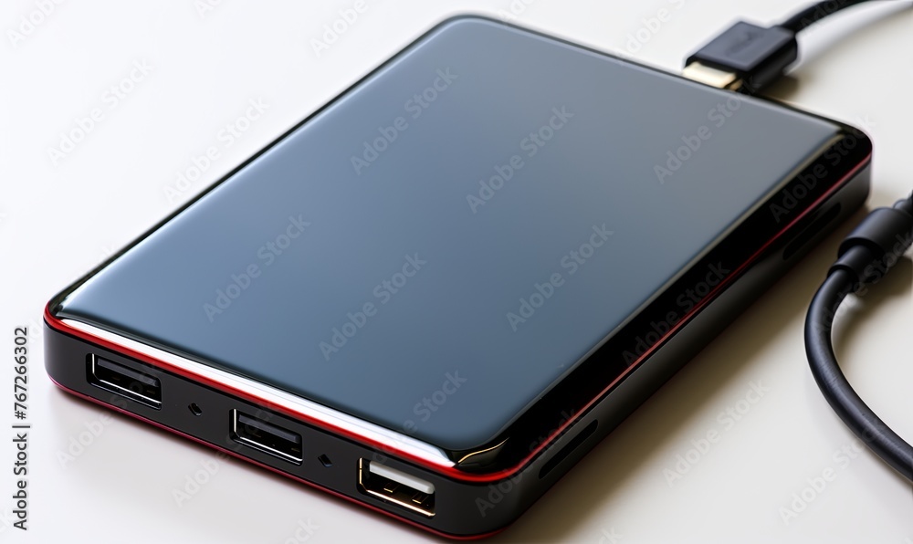 Close Up of External Hard Drive Connected to Charger Close Up of External Hard Drive Connected to Charger