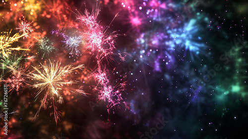 Wallpaper Mural Fantastic colorful fireworks with black copyspace, AI Generative. Torontodigital.ca