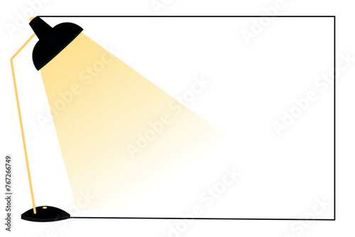 Page frame design. Lamps with light. Text Space. Background with place for text. Creative thinking and imagination concept. Big idea, generation of decisions, enlightenment.
